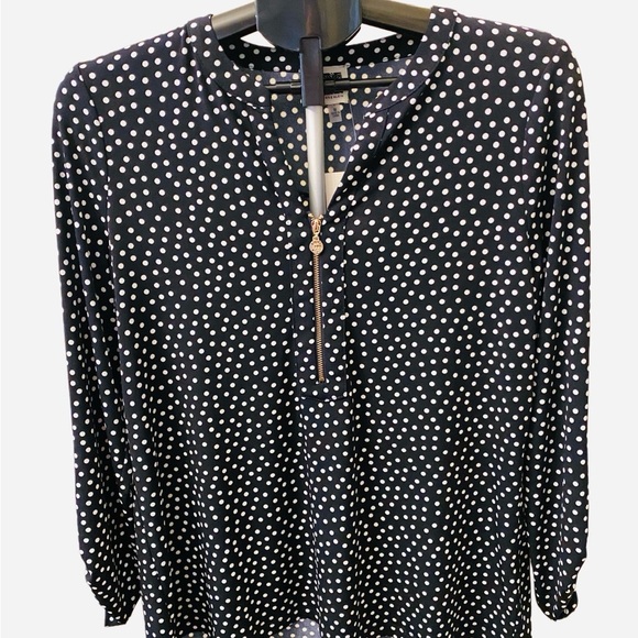 Anne Klein NWT Women’s Black and White Polka Dot Blouse - Picture 1 of 9